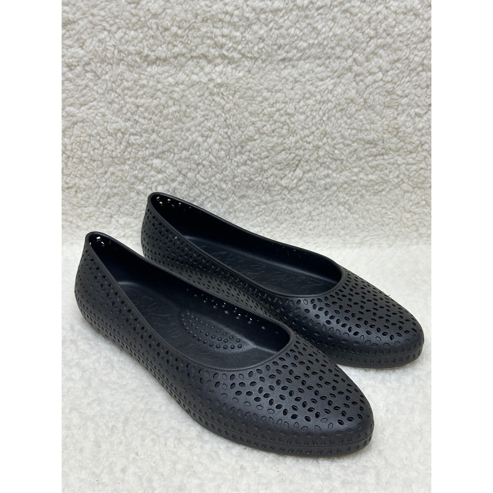 Okabashi Ballet Flats Size 9 Black Perforated Laser Cut Comfort Slip On Shoes